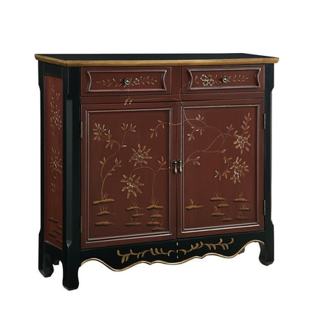 - Powell Asian Influenced 2 Door Console, Red