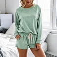 thumbnail image 4 of cocolona Womens Pajamas Set Casual Long Sleeve Tops with Drawstring Shorts Matching Outfits Set Breathable Lounge Sleepwear, 4 of 8