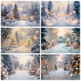 thumbnail image 2 of Winter Christmas Tree Backdrop Photography Snow Path Hut Natural Landscape Kids Family Portrait Photocall Background Photo Props, 2 of 5