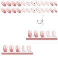thumbnail image 2 of Uñas postizas cuadradas medianas Uñas postizas de mariposa Acrílico degradado rosa, 2 of 5