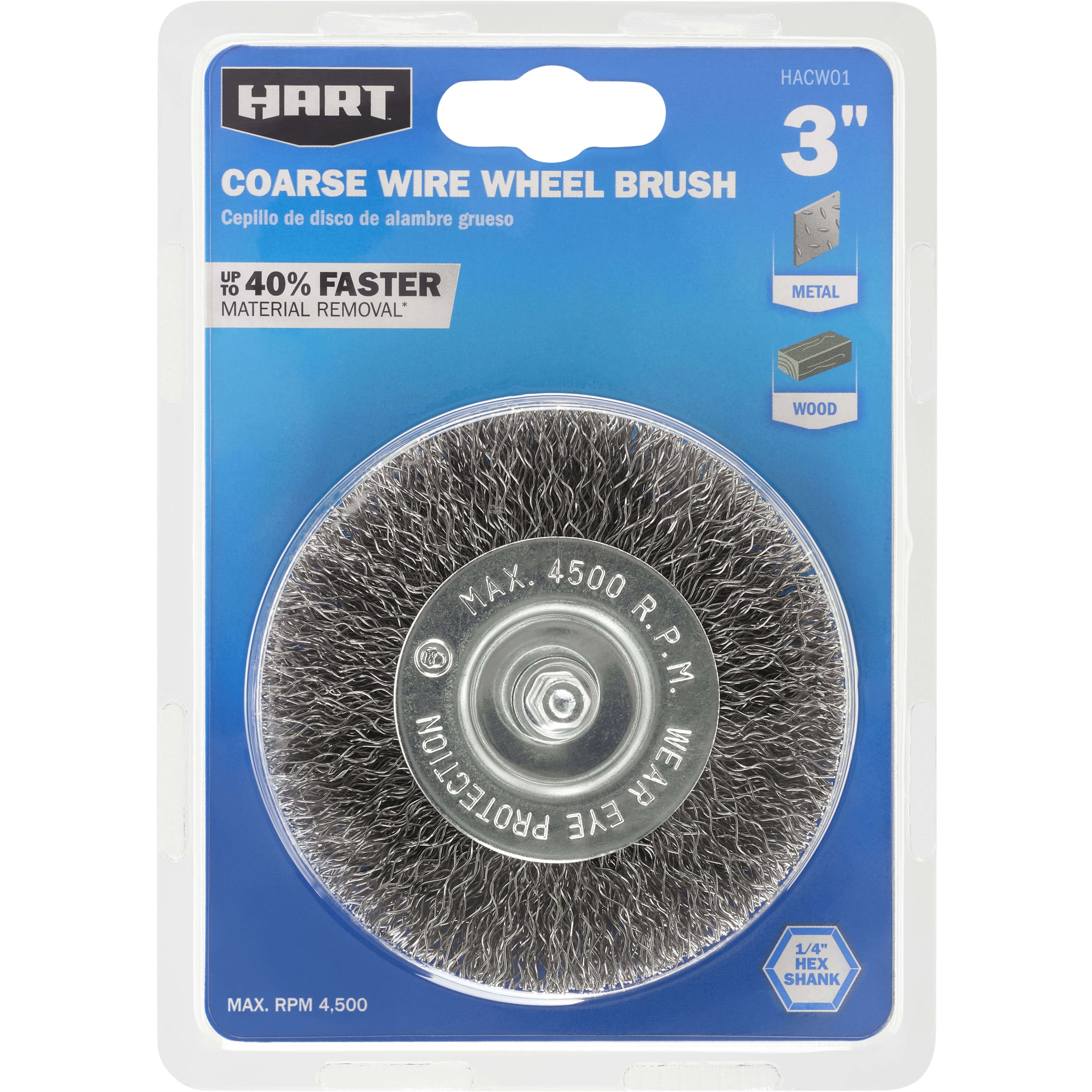 (3 pack) HART 3-inch Coarse Wire Wheel Brush