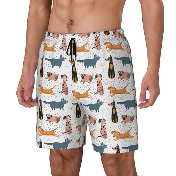 Fotbe Dogs Pug Traje de Baño para Hombre – Shorts de Natación de Secado Rápido con Forro y Bolsillos-Small