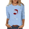 thumbnail image 1 of Besolor Chemises de Noël 3/4 pour Femmes Tunique Imprimée Col Rond Hauts Décontractés Grande Taille Blouse de Vacances pour Dames, 1 of 4