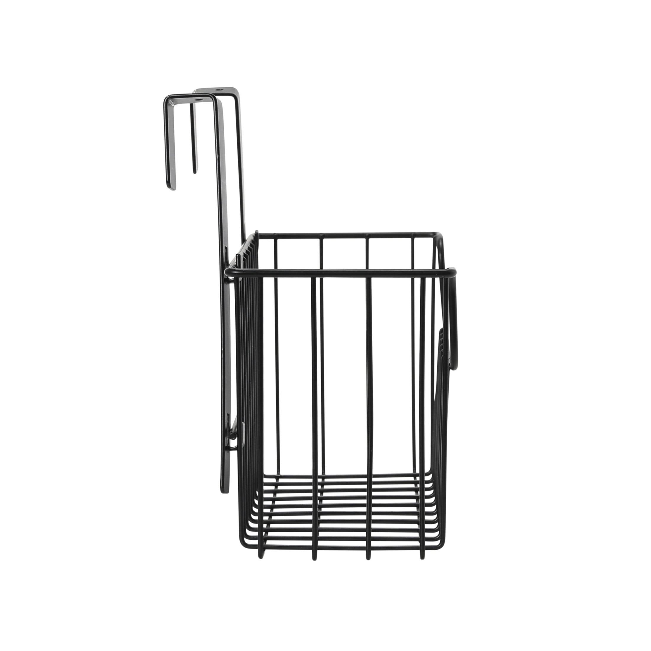 Household Essentials Over the Door Cut Out Metal Basket, Black