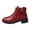 Red, variant on Chelsea Boots Women Stretch Slip on Round Toe Low Heel Ankle Booties Buckle Ankle Strap Fall Winter Casual Dress Boots