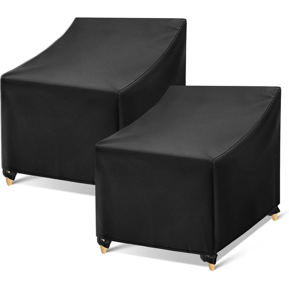 Outdoor Chair Covers Waterproof, Black Lawn Patio Furniture Covers, Heavy Duty Wicker Garden Sofa Chair Cover, 2 Pack - 35" x 39" x 29"