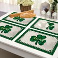 thumbnail image 2 of Juego de 4 manteles individuales del Día de San Patricio | Manteles de mesa de trébol de cuatro hojas de lino | Verde Fiesta Festiva Aislamiento Térmico Antideslizante Lavable Decoración de Comedor, 2 of 7