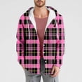 thumbnail image 2 of Moxiu Men's Flannel Hoodie Shirts 2025 Lightweight Casual Button Down Lined Plaid Shirt Jackets for Men Long Sleeve Hooded Coats with Pocket Hot Pink,S, 2 of 5
