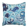 thumbnail image 1 of EREHome Blue Summer Sticker of Ocean Animals in Cartoon Style Aquatic Character Collection Pillowcase 20x20 inch, 1 of 1