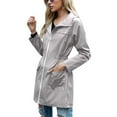 thumbnail image 3 of Defitshape Women's Hooded Coat Outerwear Waterproof Anorak Zipper Hoodie Hooded Drawstring Winter Fashion Full Zip Zip Camping Wind Jacket Grey Small, 3 of 4