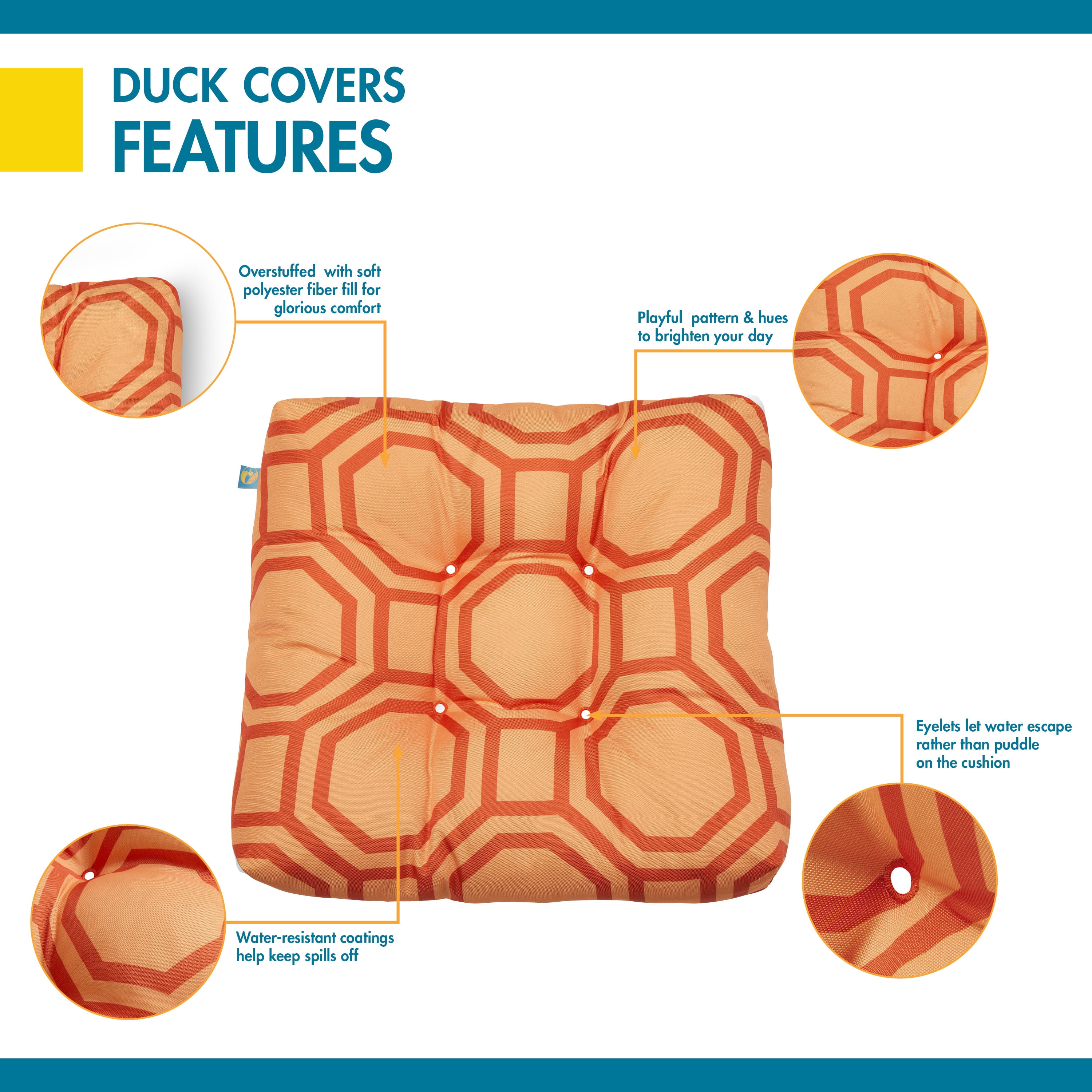 Blue Bayou Hexagon 2-Pack Mint Marine Chevron 2 Pack Duck Covers Water-Resistant 19 x 19 x 5 Inch Indoor Outdoor Seat Cushions