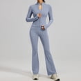 thumbnail image 3 of Women's 2 Piece Set Long Sleeve Jacket & Ankle Length Workout Flare Leggings Casual Matching Outfit Tracksuit Sweatsuit Athletic Gym Yoga Outfit L, 3 of 3
