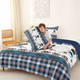 thumbnail image 4 of Manfei Farmhouse Fishing Full Size Comforter Sets, Rustic Tribal Aztec Bedding Comforter Set, Blue Brown, Blue Reversible, 3-Piece, 1 Comforter and 2 Pillowcases, 4 of 7