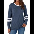 thumbnail image 2 of Camisetas de Larga para Mujer, Camisetas Casuales con Cuello Redondo y Bloques de Color, Ropa de Moda de Otoño, Conjuntos Modernos Azul XL, 2 of 8