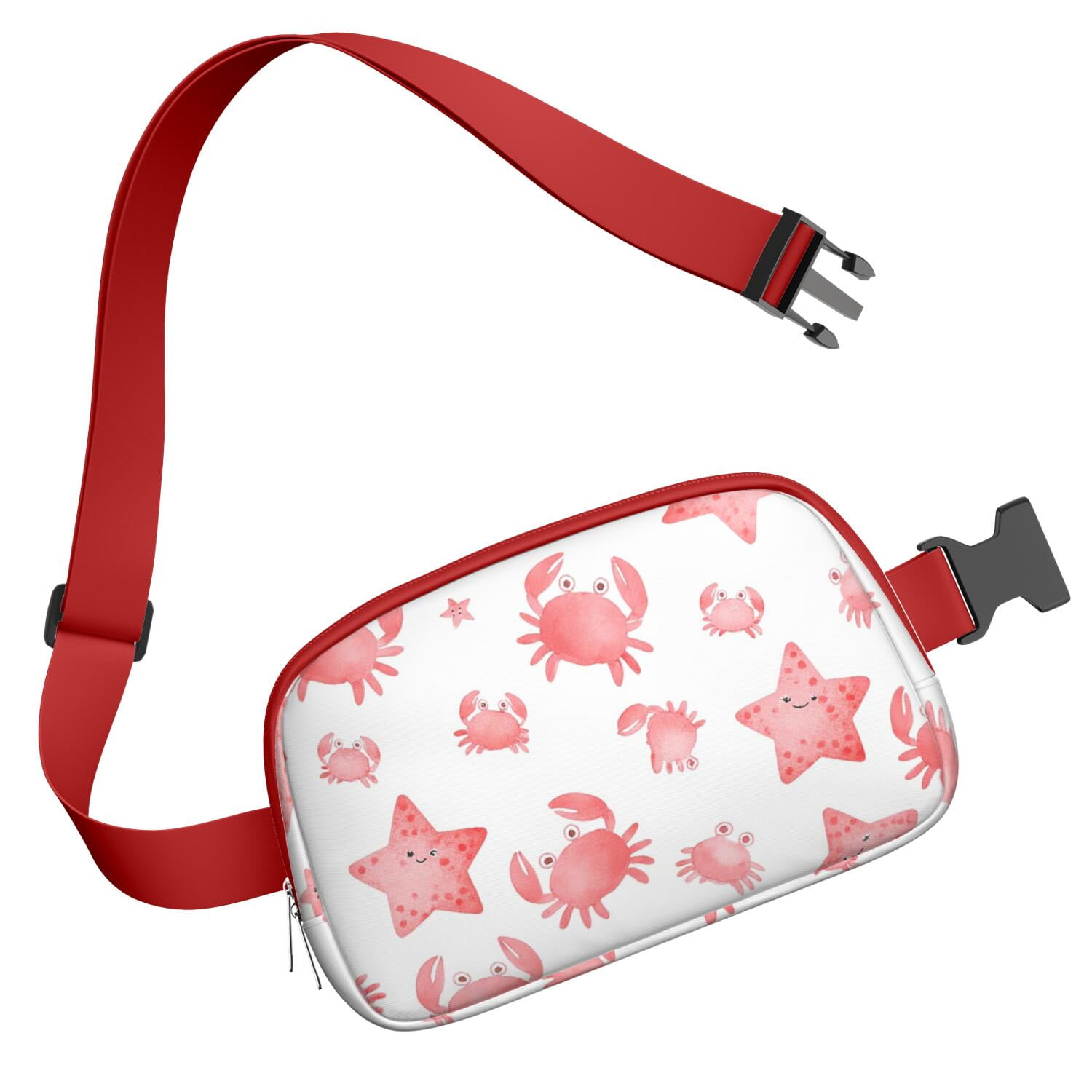 Fanny Packs for Women Fashion Waist Packs Bag with Adjustable Strap Marine Adorable Crab HandsFree Running Belt for Jogging for Outdoor Sports