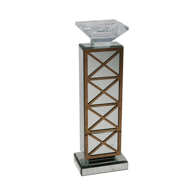 Classic Mirrored Decorative Candle Holder, Silver & Bronze