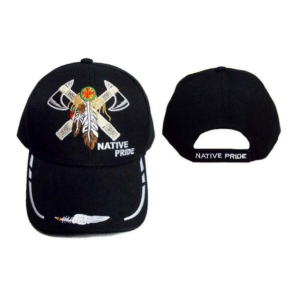 Tomahawk Native Pride Embroidered Baseball Caps - Black Color Uni-Sex Style -- FREE  USA  Shipping-- (CapNp556B)