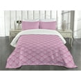 thumbnail image 3 of Ambesonne Damask Quilted Bedspread Set 3 Pcs, Middle Eastern Blossom, Queen Size, Pink White, 3 of 5
