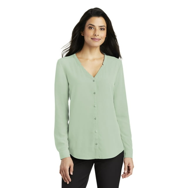 Port Authority Women's Long Sleeve Button-Front Blouse