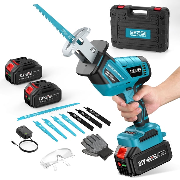 Sierra recíproca Seesii inalámbrica de 3500 RPM con 2 pilas de 4,0 Ah