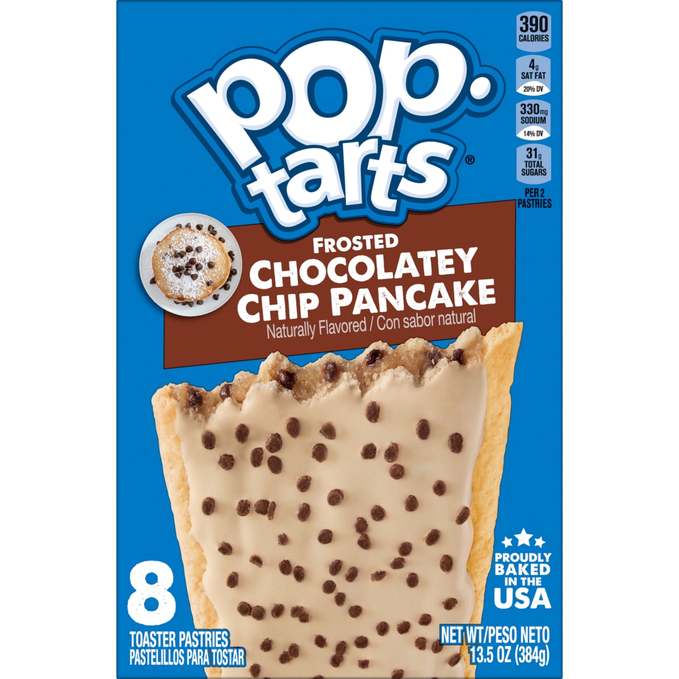 (12 pack) Pop-Tarts Frosted Chocolatey Chip Pancake Toaster Pastries, Breakfast Foods, Shelf-Stable, 13.5 oz (8 Count)