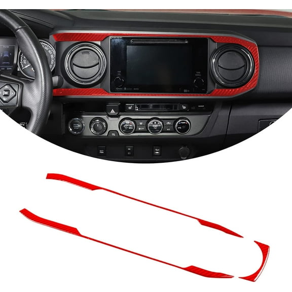 TINKI Car Central Navigation Screen Panel Frame Interior Sticker Soft Carbon Fiber for Toyota Tacoma 2015 2016 2017 2018 2019 2020 2021 2022 2023