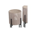 thumbnail image 2 of Lattice Round Metal Planter with Tubular Base, Set of 3, Black and Beige- Saltoro Sherpi, 2 of 4