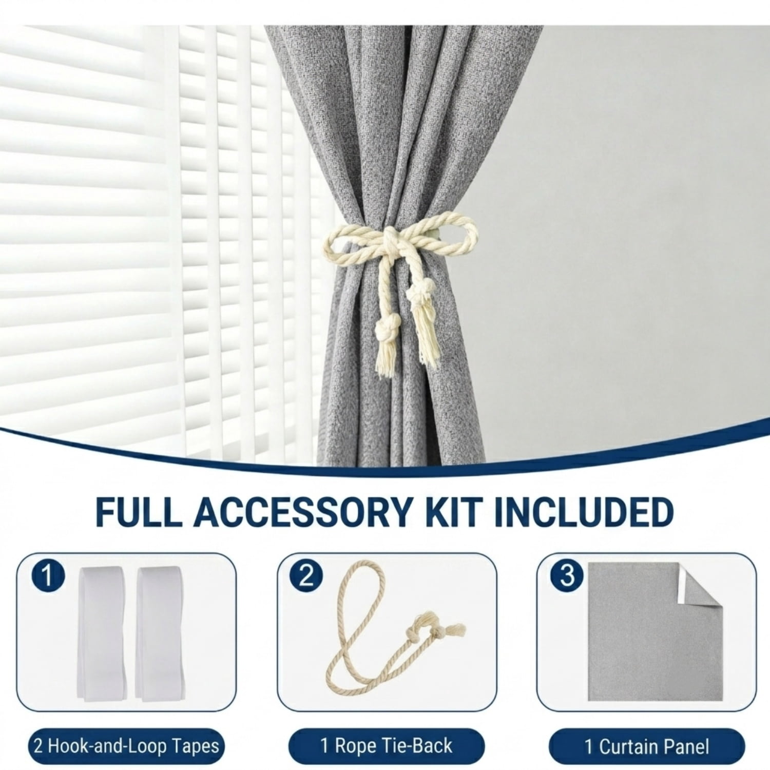 No Drill No Rod Blackout Curtains with Hook and Loop, Thermal Insulated Noise Reducing Privacy Window Drapes for Bedroom & Living Room