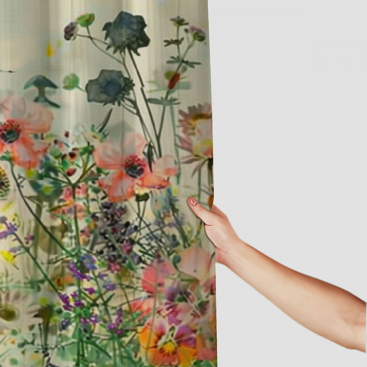 Shiartex Shower Curtain, Fabric Shower Curtain, Floral Shower Curtain, Weighted Shower Curtain Hem, Shower Curtains for Bathroom, Waterproof Shower Curtain White