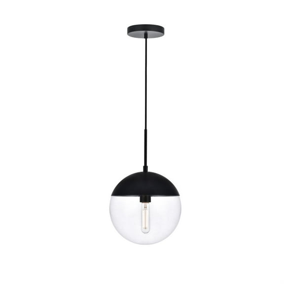 Eclipse 1 Light Black Pendant With Clear Glass