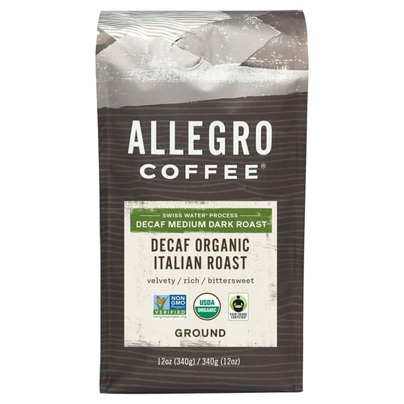 Allegro Coffee Decaf Organic Italian Roast Ground Coffee, 12 oz