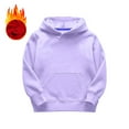 thumbnail image 4 of Krdevn Toddler Boys Girls Solid Long Sleeve Patchwork Hooded Thickened Warm Sweatshirt Pullover Blouse Tops Outfits Clothes,5-6 Years, 4 of 5