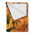 thumbnail image 2 of Fall Soft Flannel Fleece Throw Blanket, Vibrant Leaves of Autumn Maple Tree Branches with Sunbeams Seasonal Nature, Cozy Plush for Indoor and Outdoor Use, 70" x 90", Orange Yellow Brown, by Ambesonne, 2 of 5