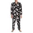 thumbnail image 3 of Naloa black white Skull bone Men’s Pajamas Set - Long Sleeve Button Down Sleep Shirt and Pajama Bottoms Sleepwear Set-X-Large, 3 of 7