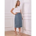 thumbnail image 2 of DARING DIVA Women's Denim Midi Skirt Button Up Slit Jean Skirts Small Gray Blue, 2 of 6