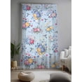 thumbnail image 2 of Sheer Curtains 96 Inches Long, Pink Blue Flowers Semi Sheer Curtains Light Filtering Window Treatment, Spring Floral Pastoral Birds Leaves Privacy Voile Drapes for Living Room Bedroom 52x96 Inch, 2 of 7