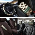thumbnail image 4 of Yuyamidu Cow Print Car Seat Cover Full Set of 14 Southwest Aztec Steering Wheel Cover Seat Belt Covers Center Console Pad Cup Holder Headrest Covers Key Chain, 4 of 7