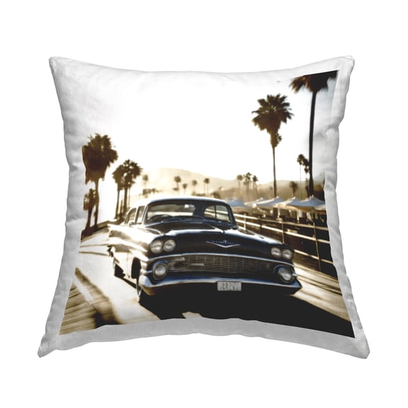 Stupell Industries Miami Car & Palm Tree Decorative Printed Throw Pillow Design by Noah Bay.