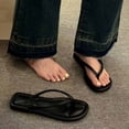thumbnail image 7 of PiGOGI Women's Round Toe Flip Flops Cushioned Footbed Non-Slip Comfortable Beach Sandals Summer Black 5.5, 7 of 7