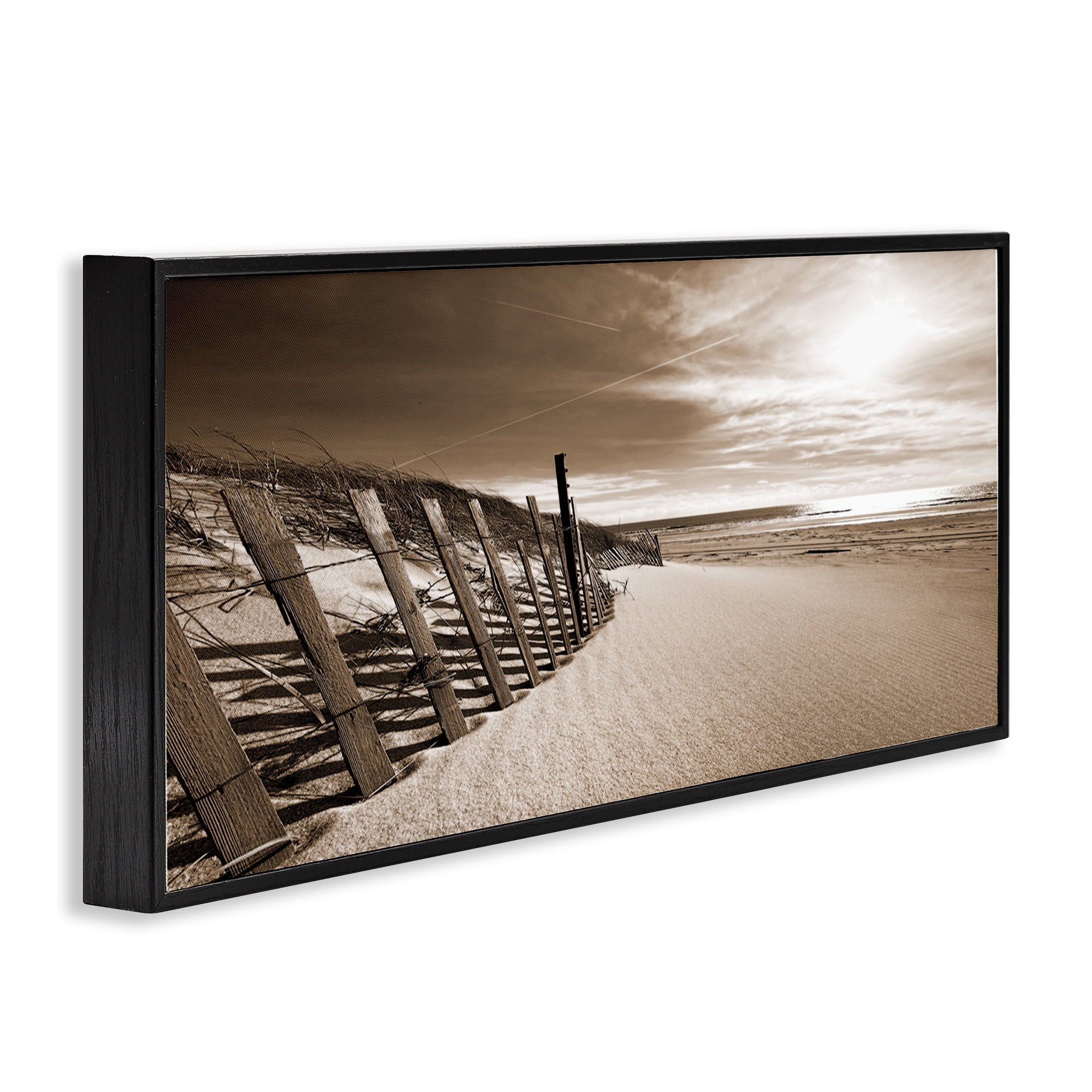 Stupell Industries Serene Sands View Landscape Photography Black Framed Art Print Wall Art, 30 x 13