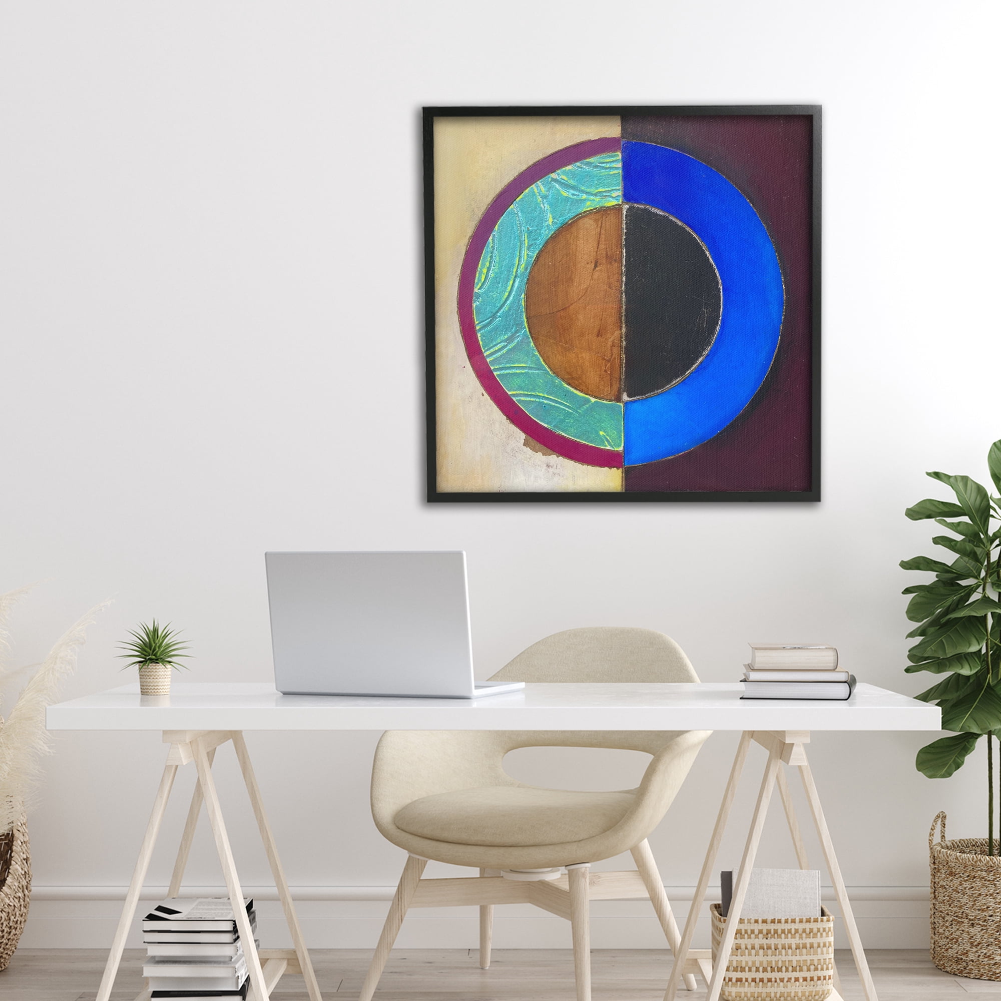 Stupell Industries Nautical Split Circle Black Framed Giclee Art, design by Matthew Finger