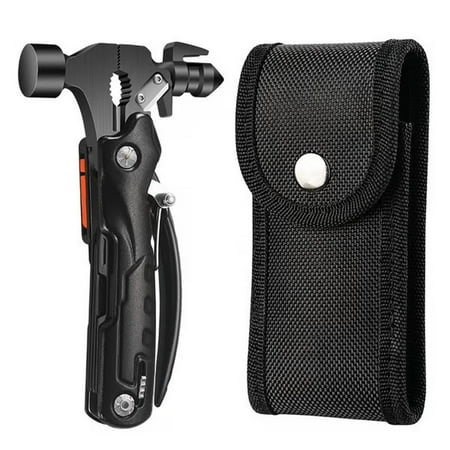 Upgraded 16-in-1 Multitool Hammer Camping Knife with Adjustable Wrench Screwdriver Wire cutter Hammer Bottle Opener Multi Tool for Men 1 Pcs 5.59x3.03