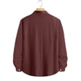thumbnail image 5 of UTSJKR Men's Oversized Loose Fit Linen-Blend Long Sleeve Button-Down Shirt, Casual Top, Hot Summer Beach Street Daily Comfort Wear Wine M, 5 of 8