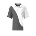 thumbnail image 6 of Women's Waffle Knit Polo Shirt Color Block Striped Collared Short Sleeve Relaxed Fit Casual Daily Office Summer Tops 2026, S, 6 of 8
