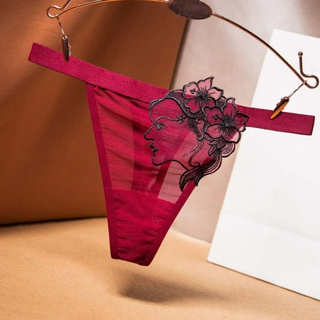 

Fatuov Womens Sexy Underwear Clearance Under $5 Cotton Breathable String Thongs for Women Lace Briefs Panties Wine Free Size