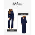 thumbnail image 2 of Dokotoo Women's Wide Leg Jumpsuits Long Lantern Sleeve Crew Neck Rompers Casual Back Keyhole Playsuit with Belt S-XXL, 2 of 4