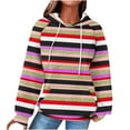 thumbnail image 3 of CFLVAEK Waffle Knit Hoodies for Women Fashion Striped Graphic Hoodie Loose Long Sleeve Hooded Pullovers Drawstring Fall Sweatshirts with Pockets Red S, 3 of 6