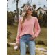 thumbnail image 2 of Camiseta de mujer shaofei de manga larga con escote en V y mangas abullonadas de malla rosa, 2 of 5