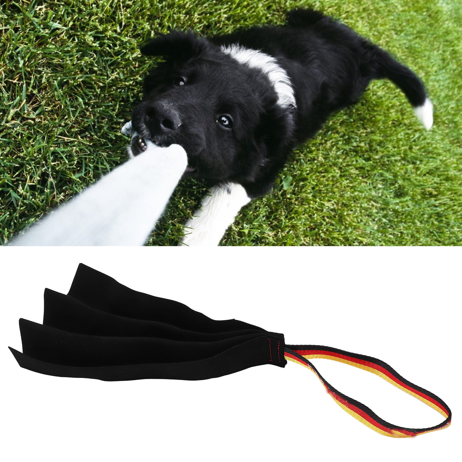 Leather Dog Training Tug Wear Black Portable Waterproof Dog Bite Tug Toy with Handle for Dog Training for Interactive Supplies