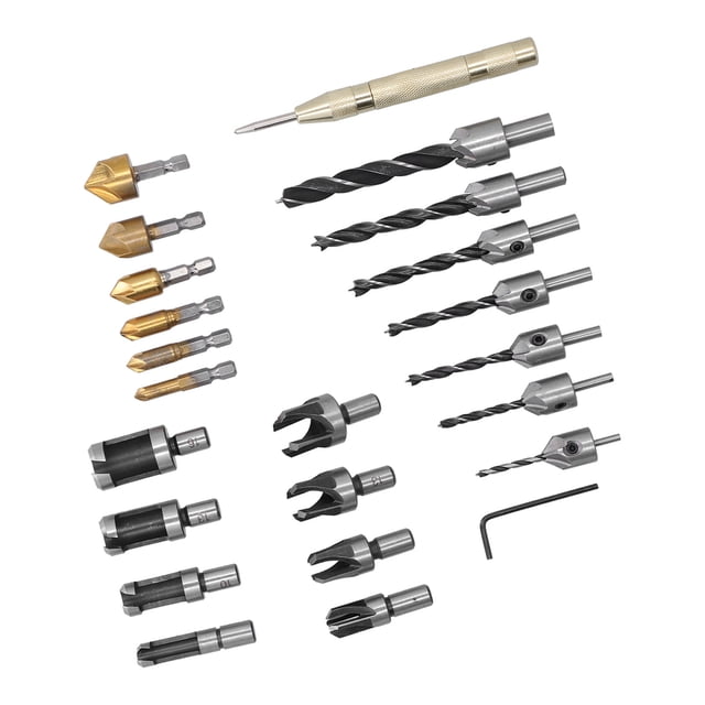 Kit De Herramientas De Perforación De Chaflán Para Carpintería, Acero De Alta Velocidad, 23 Piezas, Vástago Hexagonal De 1/4 De Pulgada, Herramientas De Carpintería